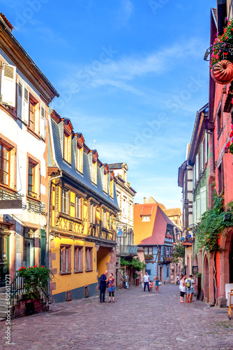 Historische Altstadt von Riquewihr, Elsass, Frankreich 