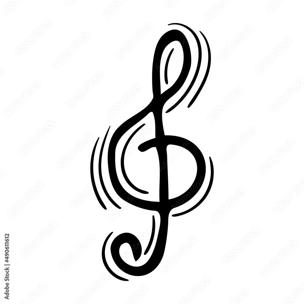 Hand drawn musical key icon isolated on white background. Music Hand drawn musical key icon isolated on white background. Music