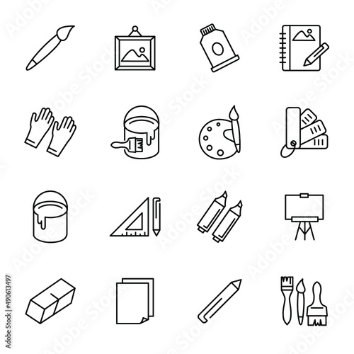 Paint art tools icons set . Paint art tools pack symbol vector elements for infographic web