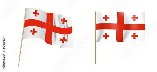 colorful naturalistic waving flag of Georgia. Illustration