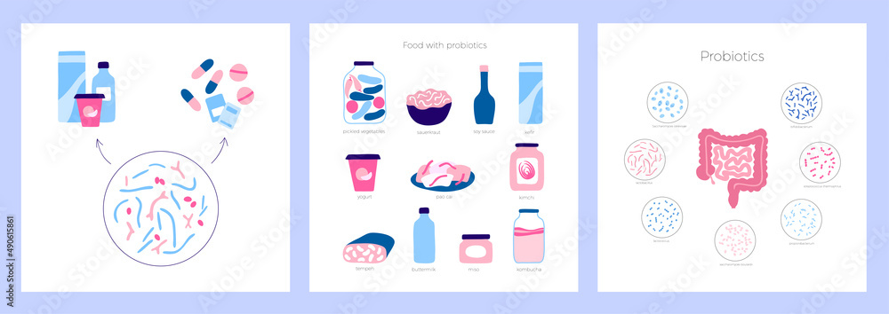 Probiotics set concept Probiotics set concept