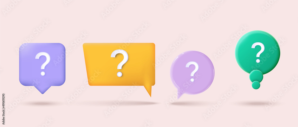 Vetor de Message box with 3d question mark icon. A set of speech ...