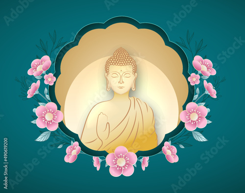 Happy Vesak Day Creative Concept for Card or Banner