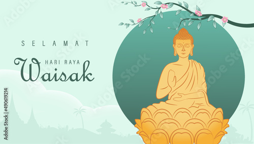 Happy Vesak Day Creative Concept for Card or Banner