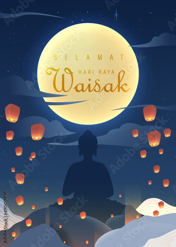 Happy Vesak Day Creative Concept for Card or Banner