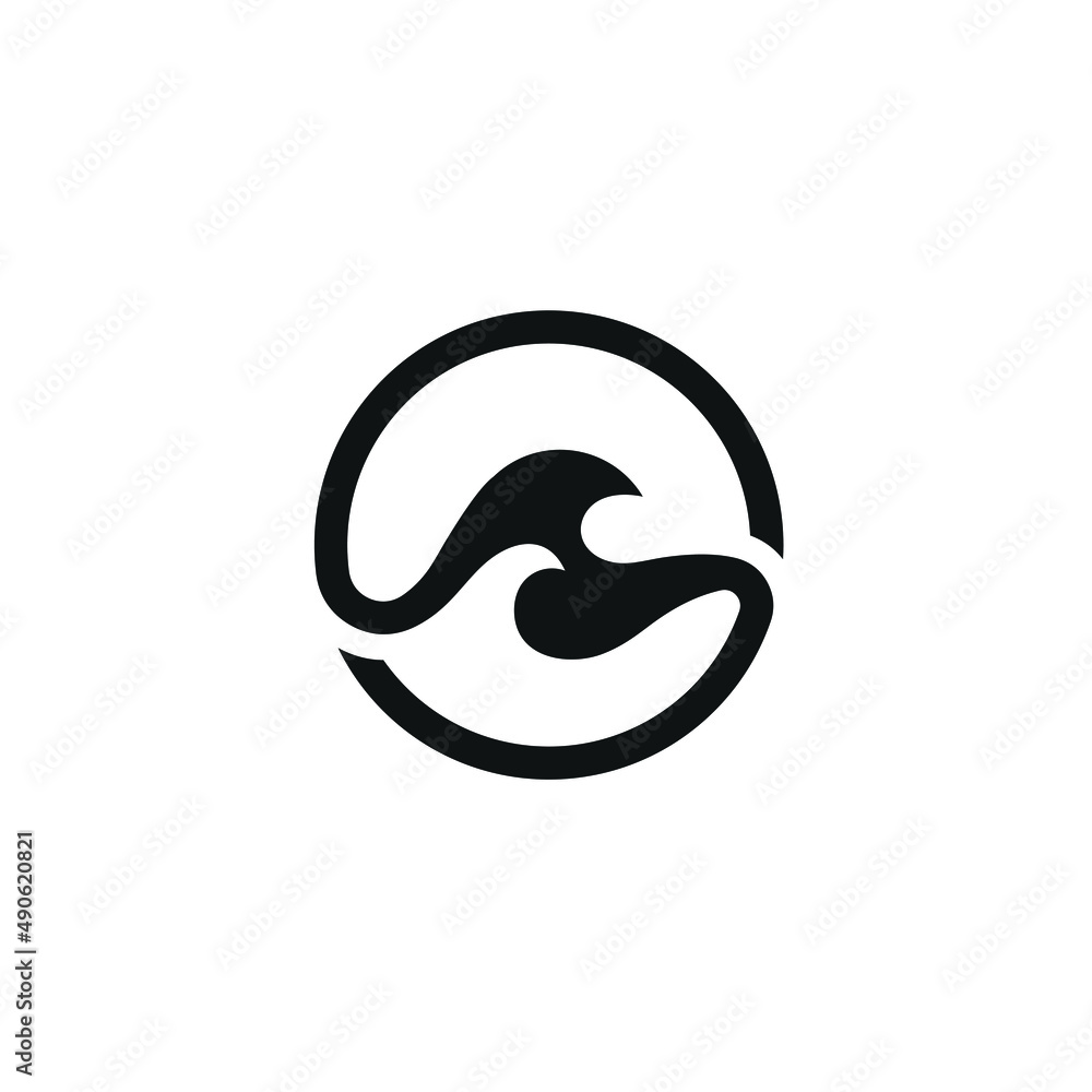 Abstract Wave Sea Water. Monogram Letter S Logo Design. Simple Icon Concept Abstract Wave Sea Water. Monogram Letter S Logo Design. Simple Icon Concept