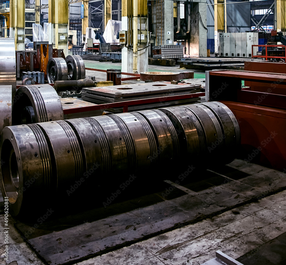Large steel machine in factory interior Large steel machine in factory interior