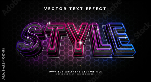 Style editable text style effect with neon light themes. photo