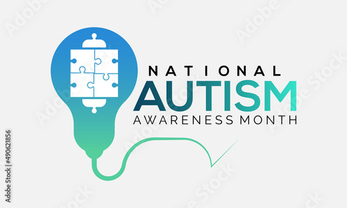 Autism Awareness Month. Autism Society vector template for banner, card, poster, background.