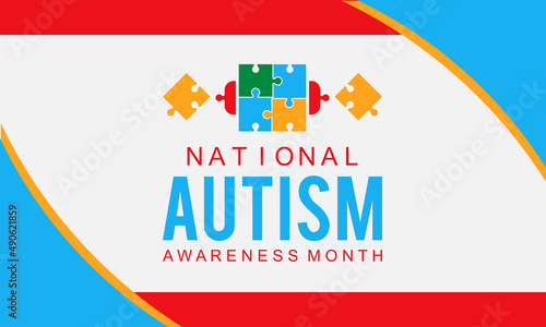 Autism Awareness Month. Autism Society vector template for banner, card, poster, background.
