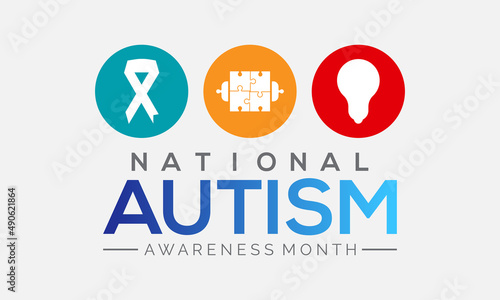 Autism Awareness Month. Autism Society vector template for banner, card, poster, background.