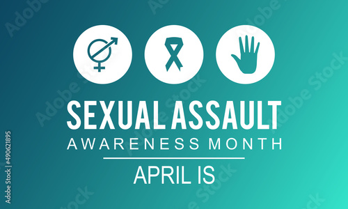 Sexual Assault Awareness Month. Sexual harassment prevention  banner, card, poster, background.