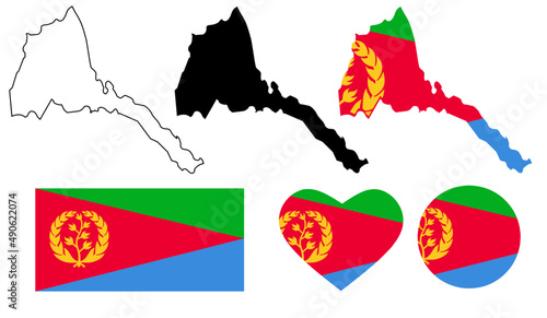 eritrea map flag icon set
