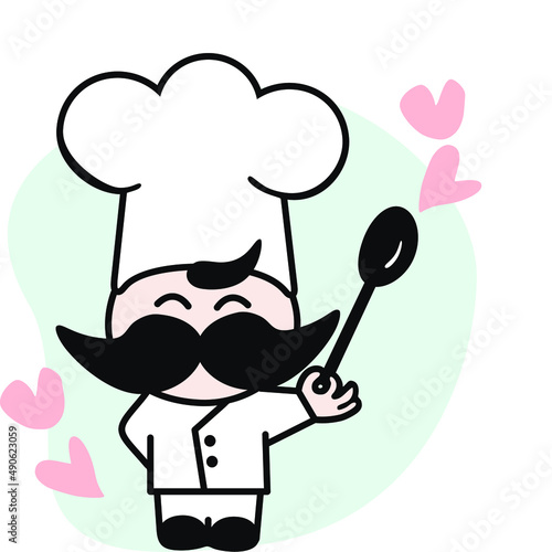 Happy cook with pink hearts
