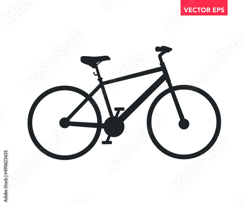 Black single Street city bike silhouette, flat design illustration vector pictogram, infographic for app logo web website ui ux interface elements isolated on white background