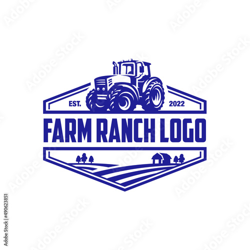 Farm tractor emblem logo. Ready made logo for farm and ranch related industry