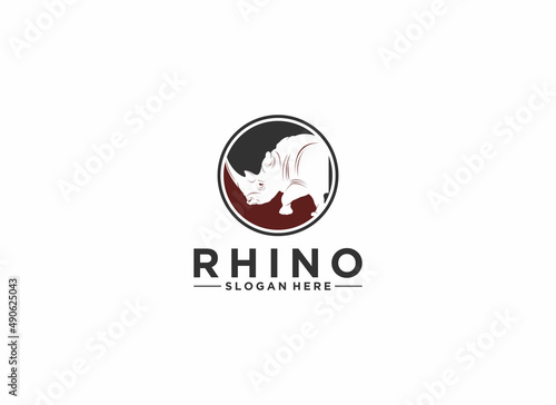 rhino logo template vector in white background
