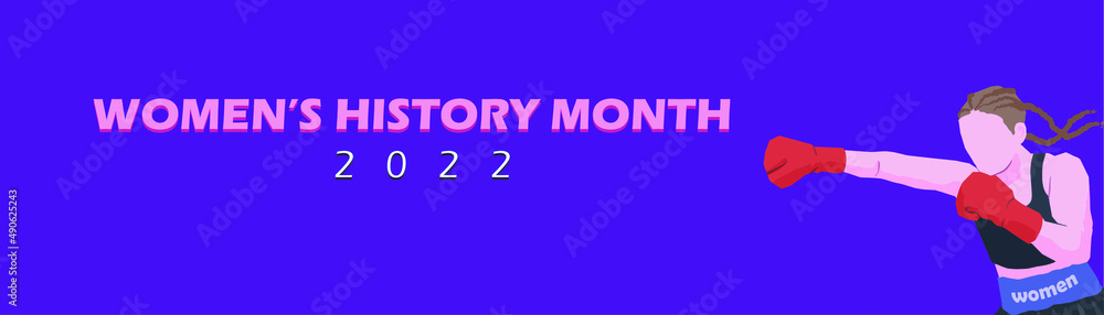 women history month banner 2022 conecpt vector illustration