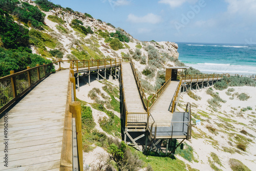 Wide shot of Pathway down to the beach at Seal bay on Kangaroo Island, South Australia photo