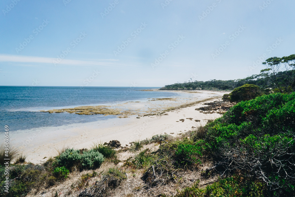 Wide shot of Baudin beach on Kangaroo Island, South Australia