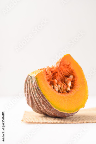 Organic Asian local pumpkin from Thai farm on white background