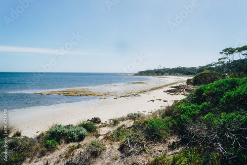 Wide shot of Baudin beach on Kangaroo Island  South Australia