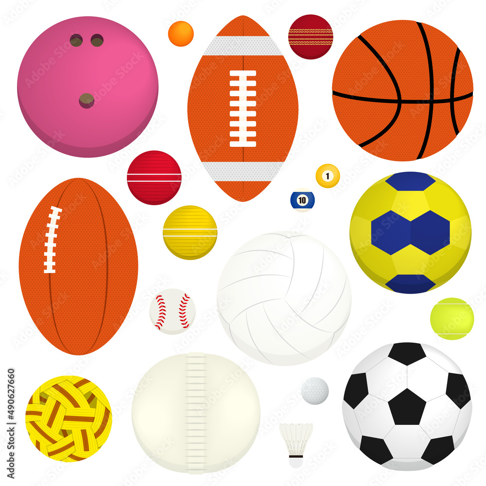 球技に使うボールのイラストセット