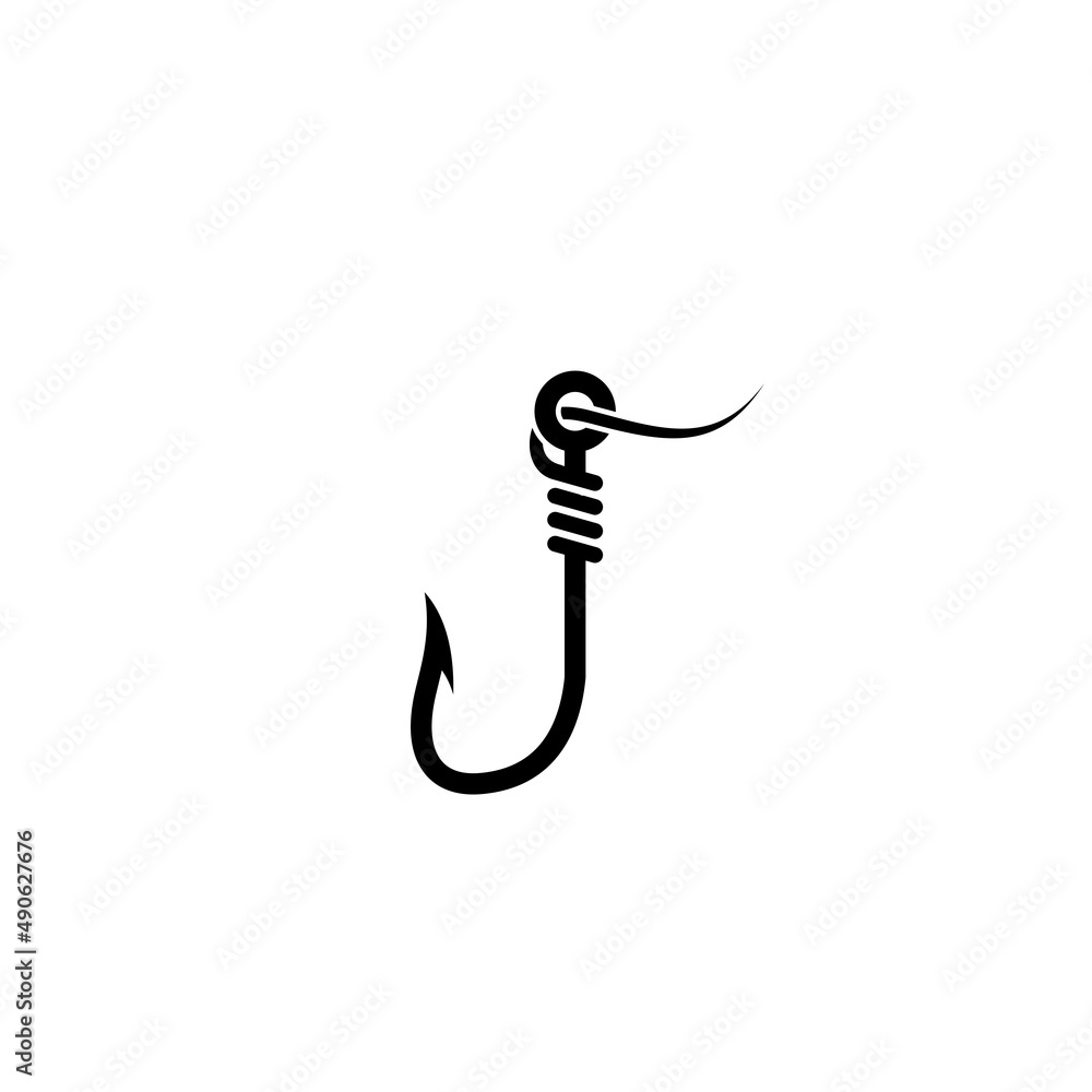 simple fishing hook icon design, fishing hook tied to string illustration vector simple fishing hook icon design, fishing hook tied to string illustration vector