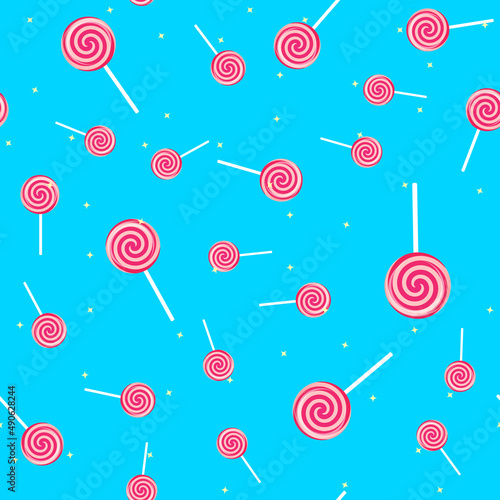 Abstract Seamless Pattern Background with Sweet Lollypop. Illustration