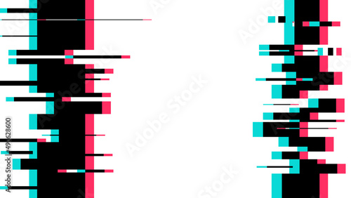 Neon glitch black Lines on white background