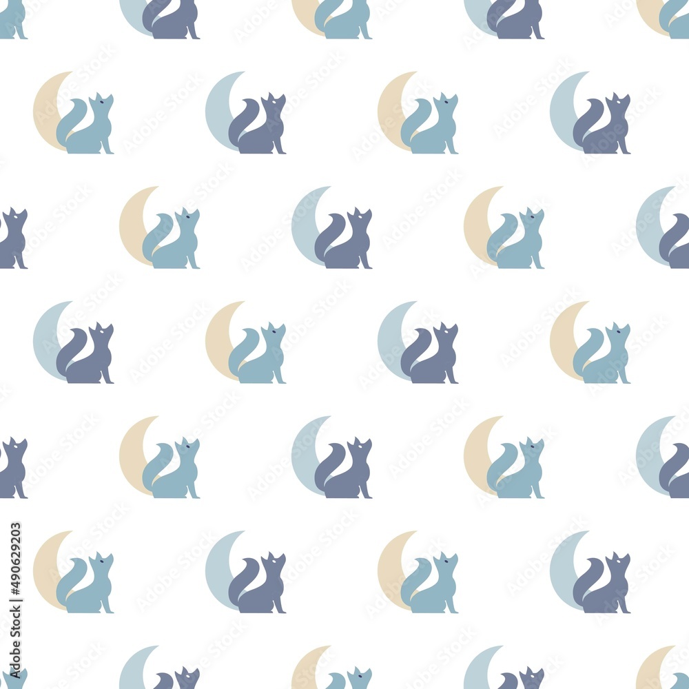 Vector Seamless Pattern with Silhouette Wolf Animal Vector Seamless Pattern with Silhouette Wolf Animal