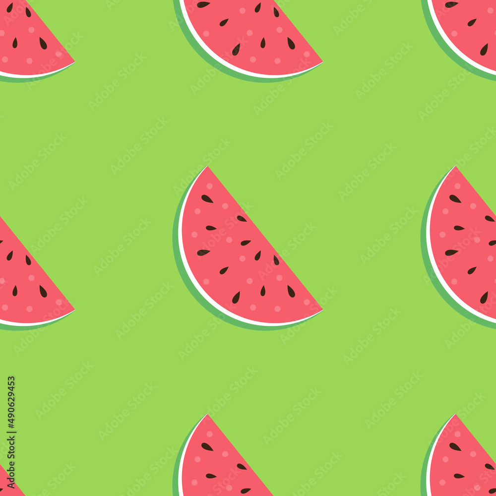 Watermelon Seamless Pattern Background. Illustration. Watermelon Seamless Pattern Background. Illustration.
