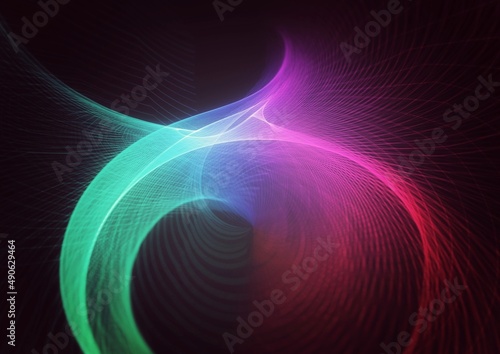 幾何学的な虹色の光のイラスト