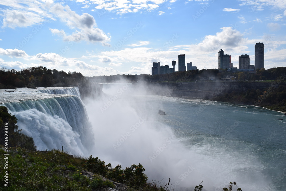 Niagara Falls with maid o the mist and Toronto skyline Niagara Falls with maid o the mist and Toronto skyline
