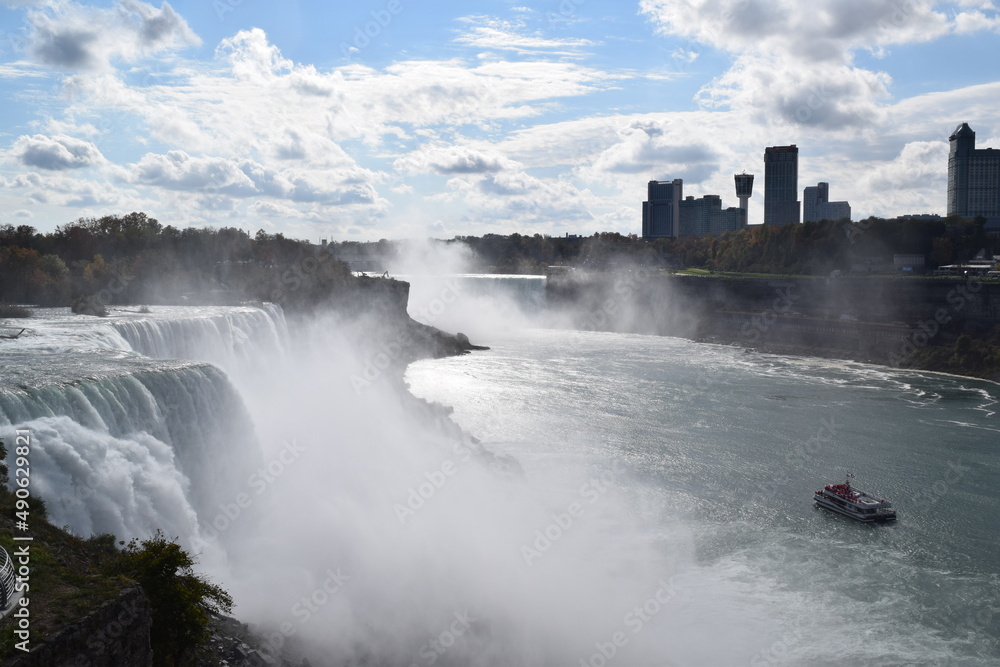 Niagara Falls with maid o the mist and Toronto skyline Niagara Falls with maid o the mist and Toronto skyline