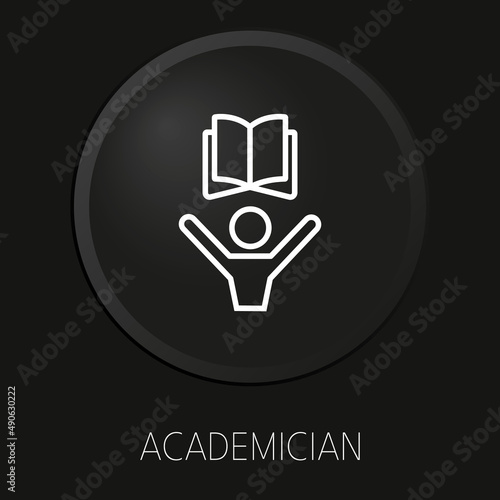 academician minimal vector line icon on 3D button isolated on black background. Premium Vector.