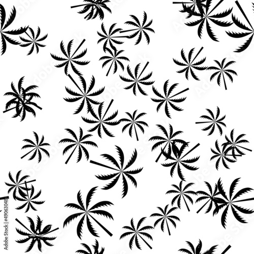 Abstract Seamless Pattern Background with silhouette of palm trees. Illustration © olegganko