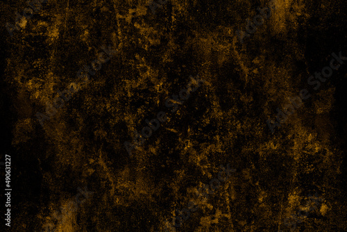 Dark yellow color abandoned old concrete wall surface for texture background