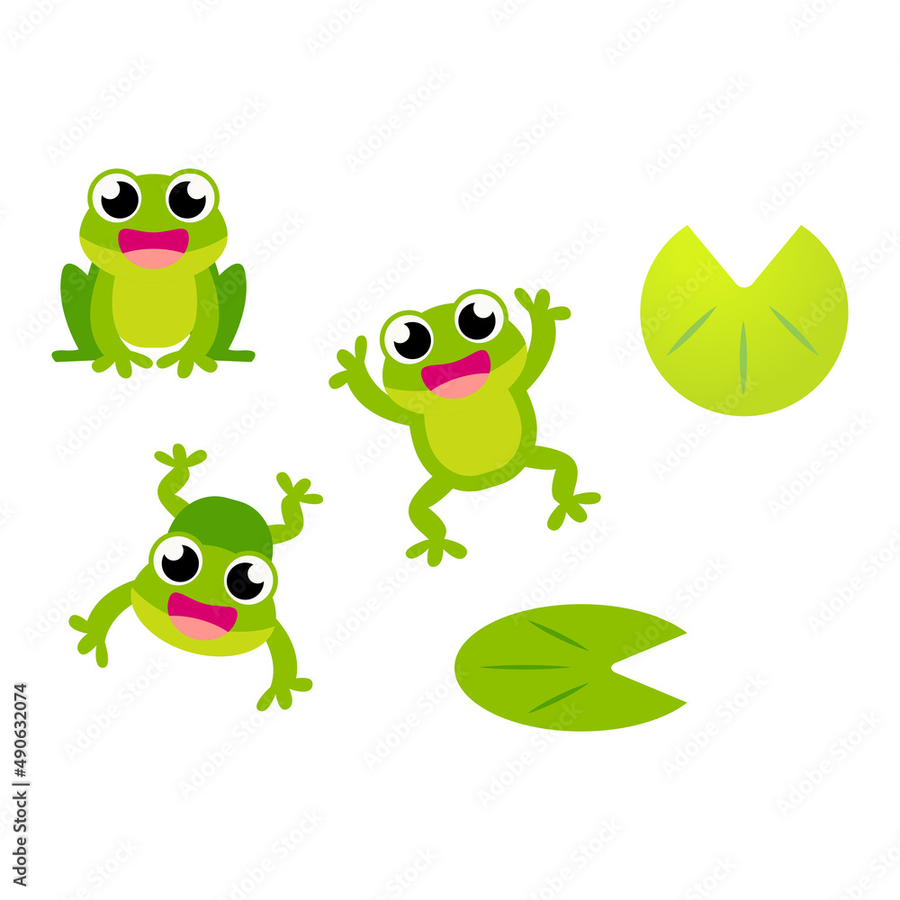 Set of Cute Frog cartoon characters Set of Cute Frog cartoon characters