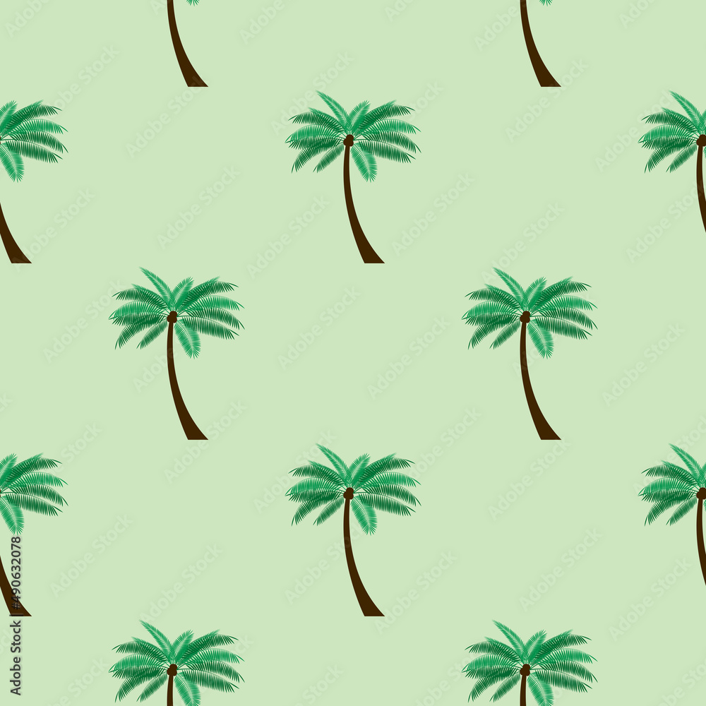 Seamless Pattern Background with Palm Illustration