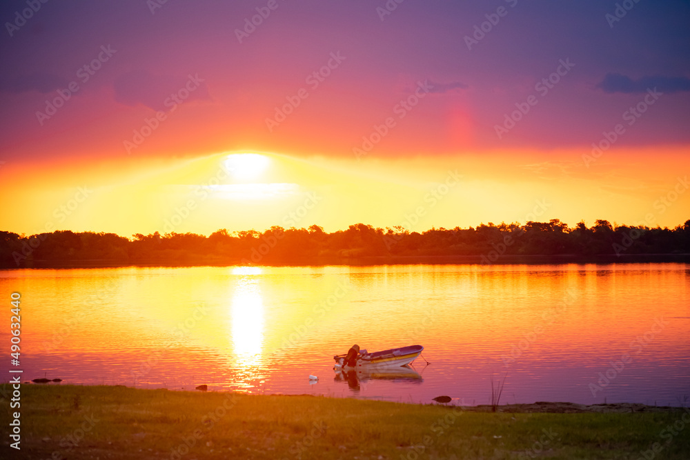 sunset on the lake