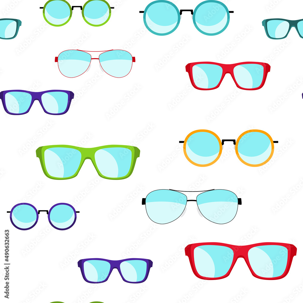 Collection Set of sun glasses seamless pattern background. Illustration Collection Set of sun glasses seamless pattern background. Illustration