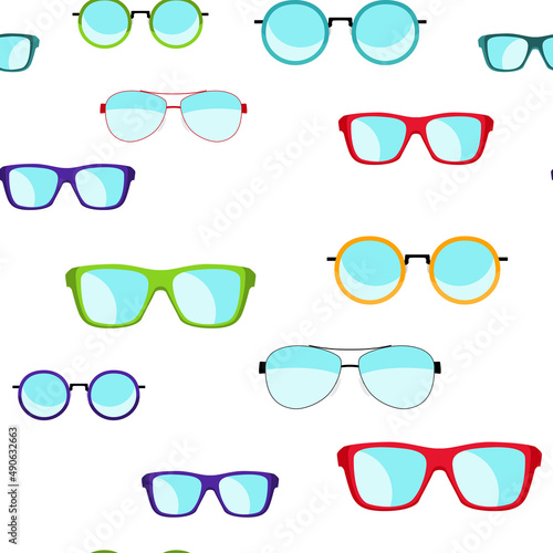 Collection Set of sun glasses seamless pattern background. Illustration