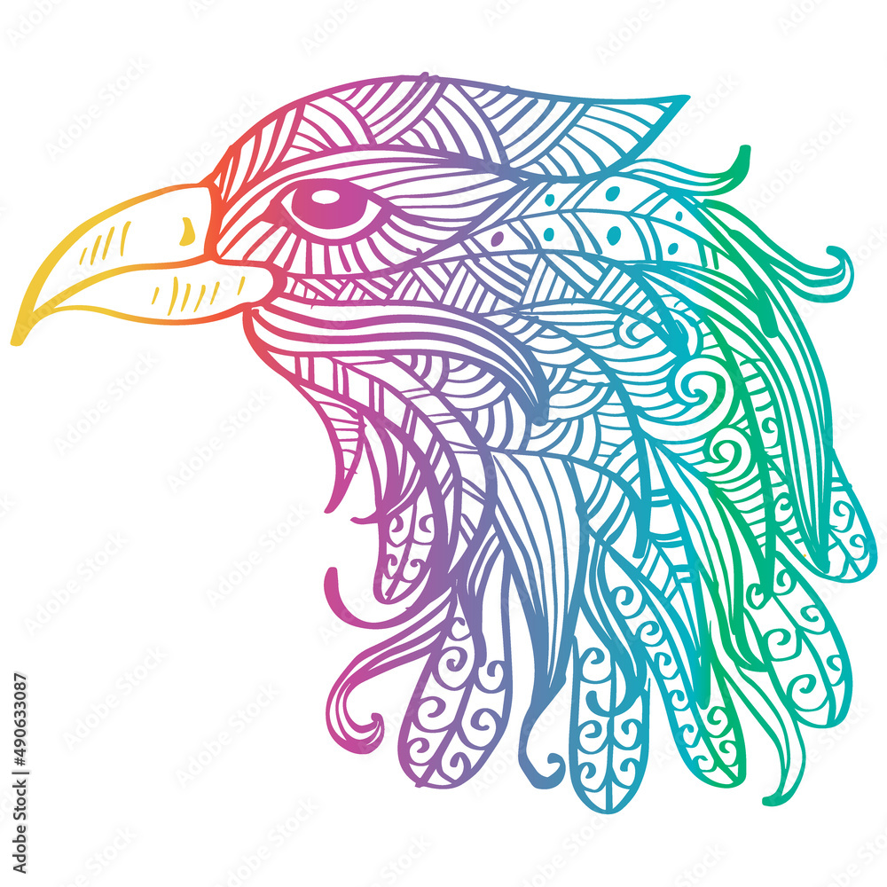 Hand drawn Eagle head zentangle art