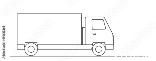 Freight truck driving along the road. Delivery of goods. Simple drawing. illu...
