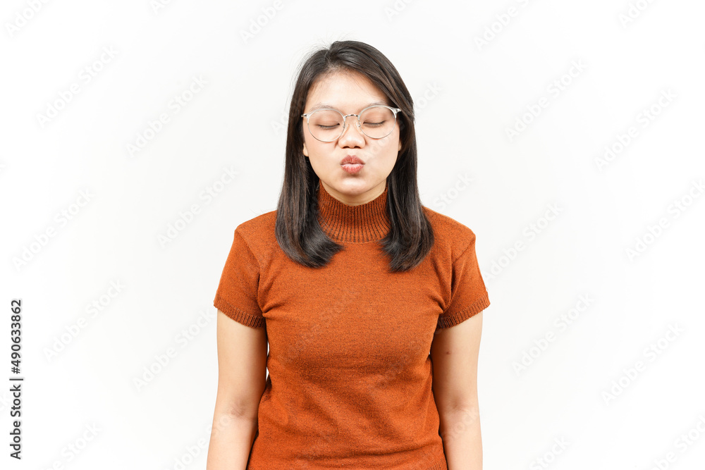 Blowing Kiss Of Beautiful Asian Woman Isolated On White Background Blowing Kiss Of Beautiful Asian Woman Isolated On White Background