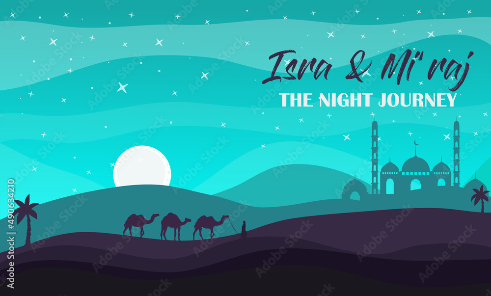 Naklejka premium isra mi'raj vector illustration free