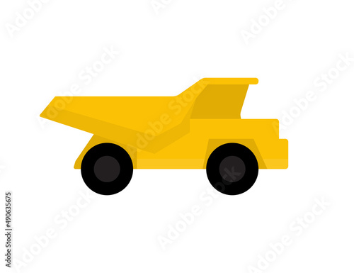 Yellow dump truck. Hand-drawn illustration on light background