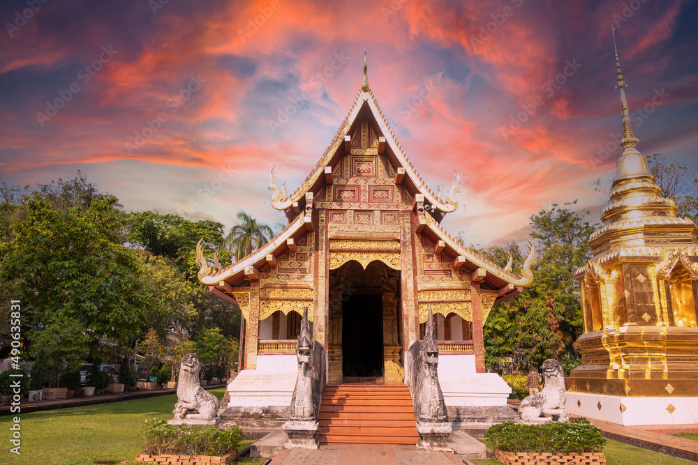 Wat Phra Singh or Phar Singh temple, Chiang Mai, Thailand.