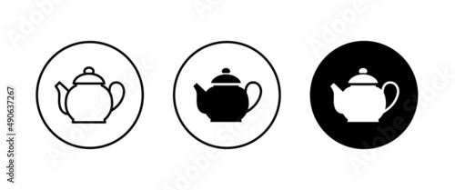 Hot drink sign. Coffee pot icon. Tea glass mug. Tea pot, kettle. Teapot icons button, vector, sign, symbol, logo, illustration, editable stroke, flat design style isolated on white linear pictogram